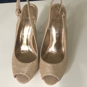 Adrianna Papell | Gold Jeweled Peep Toe